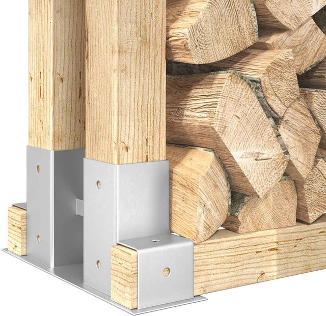 Yiwydaa Brennholz-Stapelhilfe aus Stahl, 12 Stück, Silber, B/T/H: 34 x 10 x 15 cm - Bild 1