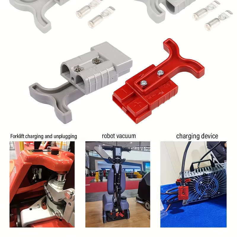 AGASHE Batterieadapter 50 A Set mit T-Puller und Haltestopfen für elektrische Gabelstapler, 2 Stück - Bild 2