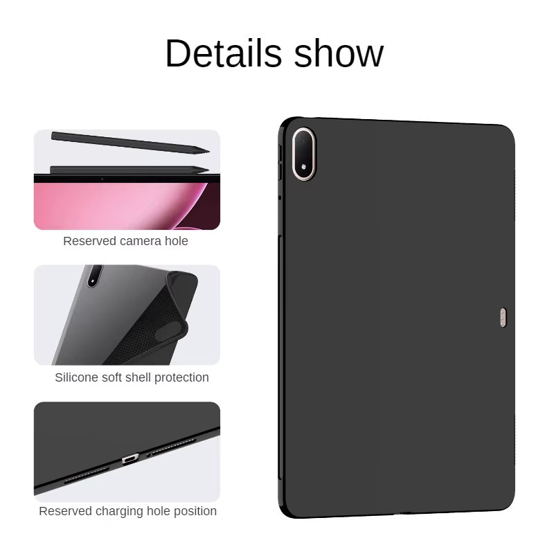 Silikon Schutzhülle für OPPO Pad 4 Pro 13,2 Zoll 2025, TPU Anti-Drop Soft Shell Case in Schwarz - Bild 3