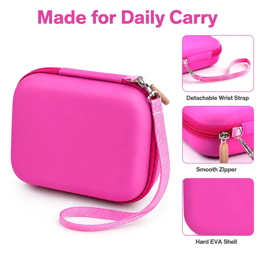 Paiyule Kinderkamera-Tasche in Rosa, harte EVA-Aufbewahrungsbox mit Netztasche, Trennwand und Handschlaufe für Digitalkameras und Stativzubehör - Bild 3