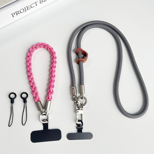 ZHANZHI Drei-in-eins Multifunktions-Handy-Lanyard als Umhängeband und kurzes Armseil in Rot, Pink oder Mehrfarbig - Bild 1
