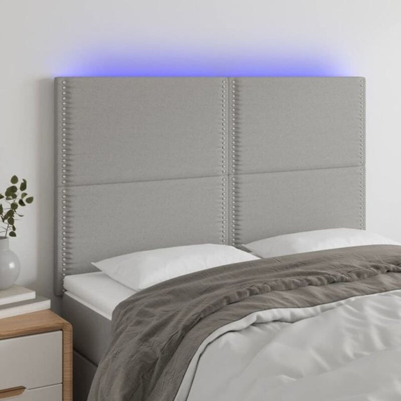 LED Kopfteil Vidaxl in Grau aus Stoff, Modern und Klassisch, B: 144 cm, H: 118/128 cm, T: 5 cm - Bild 1