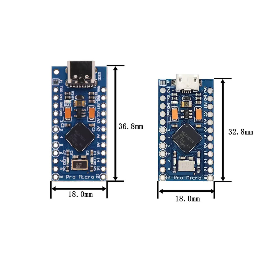 USB-C Pro Micro Modul für Arduino ATmega32U4 mit 2-reihigem Pin Header und Leonardo USB Interface Board - Bild 4