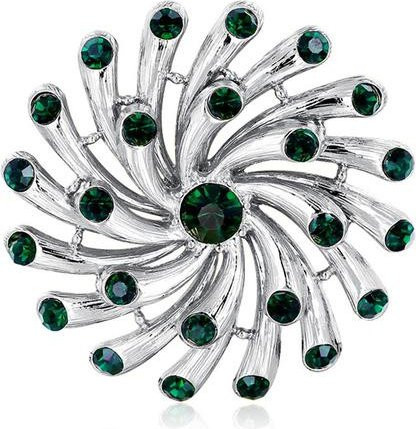 YIRAN Jewelry Anstecknadel, Blume, Smaragd, Strass, Damen - Bild 1