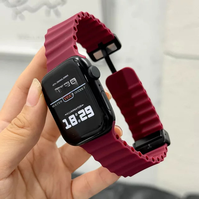 CAOWTAN Uhrenarmband Silikon, Magnetische Schnalle, Pink, Red, Unisex - Bild 1
