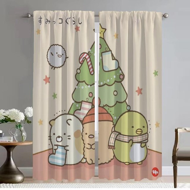2er-Set Sumikko Gurashi Verdunkelungsvorhänge mit Halloween-Design, halbtransparent, Mehrfarbig, Breite: 50 cm, Höhe: 70 cm - Bild 1