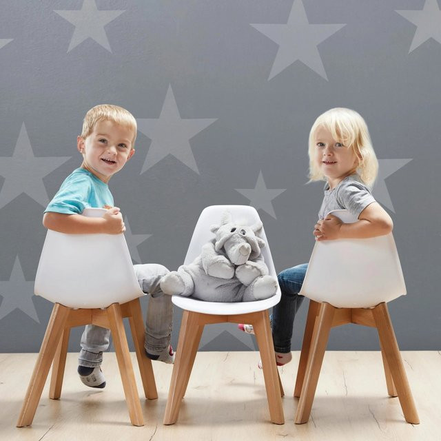 Bessagi Kids Kinderstuhl Tibby in Weiß aus Kunststoff und Buchenholz - Bild 1