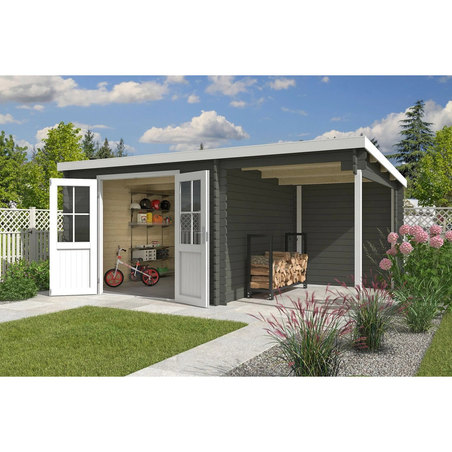Lasita Gartenhaus Tampa Flachdach in Grau-Grün lasiert B/H/T: 501 x 312 x 211 cm - Bild 2