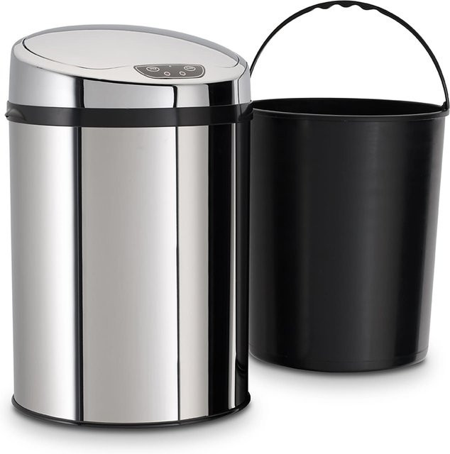 ECHTWERK Badabfalleimer mit Infrarot-Sensor aus Edelstahl, Silber, B/T/H: 25 x 38 x 38 cm - Bild 1