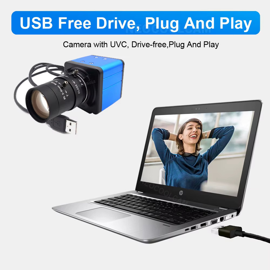 NEOCoolcam 4K Ultra HD Webcam mit manuellem CS-Zoom-Objektiv, 2160P 30fps, USB-C, Blau - Bild 4