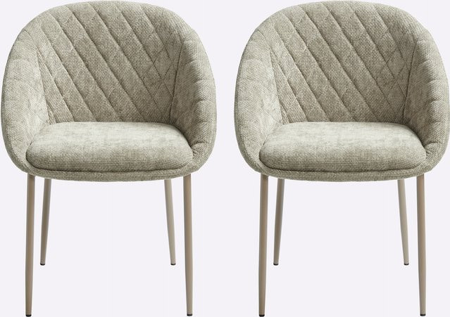 Stuhl in Beige mit Polsterung aus Polyester und Gestell aus Pappelholz sowie Metall, Sitzhöhe: 45 cm, Breite: 49 cm, Tiefe: 45 cm, Höhe: 49 cm - Bild 1