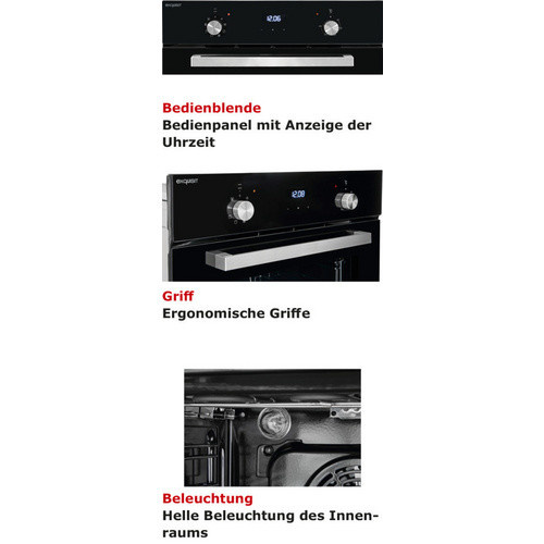 Exquisit Einbaubackofen EBE 657-2H in Schwarz mit 59 l Volumen - Bild 3