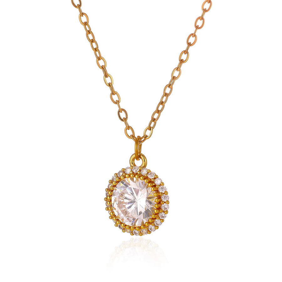 ETCAVCE Halskette, Edelstahl, Gold, Zirkonia, Kristall, Damen - Bild 2