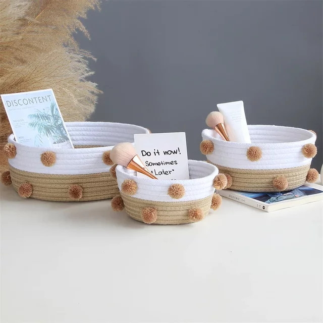 Nordic Stil Aufbewahrungskorb aus Stoff in Beige als Organizer für Kosmetik, Werkzeug und Kleinigkeiten - Bild 1