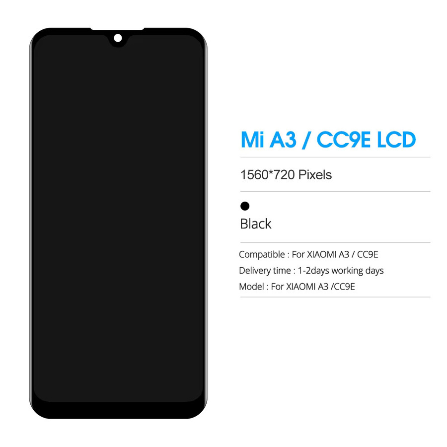 Xiaomi Mi A3 LCD Display mit AMOLED/TFT Touchscreen Digitizer Ersatz für M1906F9SH M1906F9SI und Mi CC9E in Schwarz - Bild 2