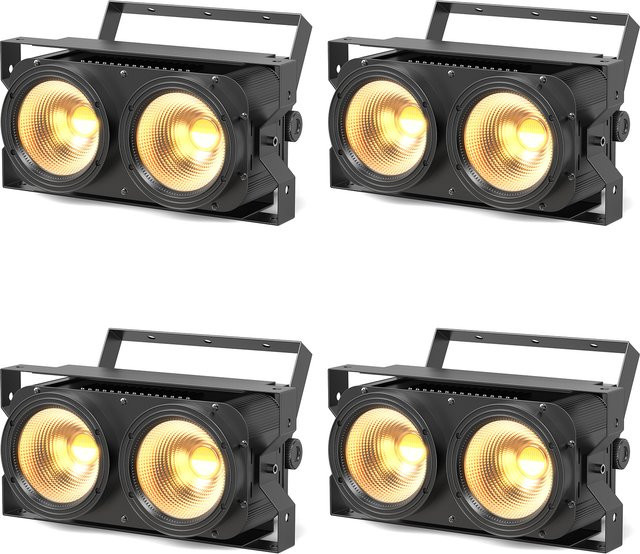 U'King 4er Set 200W LED 2in1 COB Par Licht mit DMX, Warmweiß und Kaltweiß Bühnenbeleuchtung, Black - Bild 1