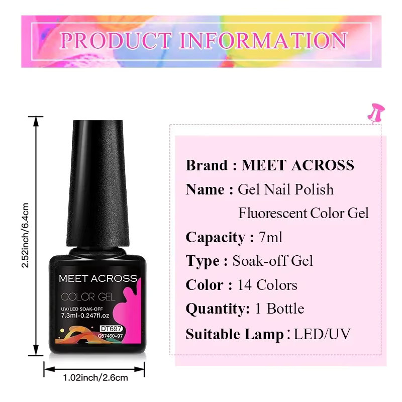MEET ACROSS Neon-Gel-Nagellack, 7,3 ml, Schimmernd - Bild 2