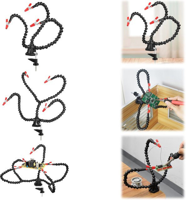 Schreibtischklemme zum Löten mit flexiblen Armen als PCB-Halter und Werkzeugständer für Elektronikreparaturen, Schmuck und Bastelarbeiten, Schwarz - Bild 1