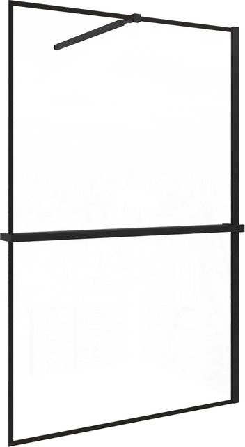AICA Walk In Duschwand mit Aluminiumrahmen in Schwarz, NANO Glass 8mm, inklusive Duschregal und Handtuchhalter, Farbe: Schwarz/Transparent, B: 80 cm, H: 200 cm - Bild 1