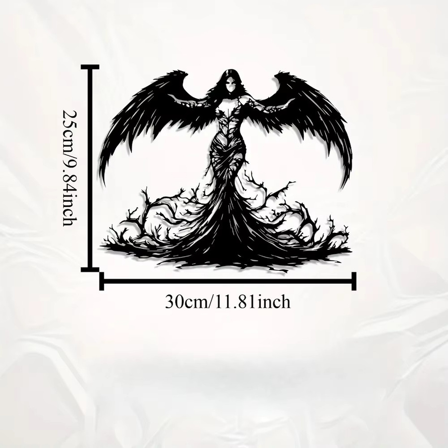 CIFBUY Gothic-Engel Wandkunst aus Metall in Schwarz für Innen und Außen - Bild 3
