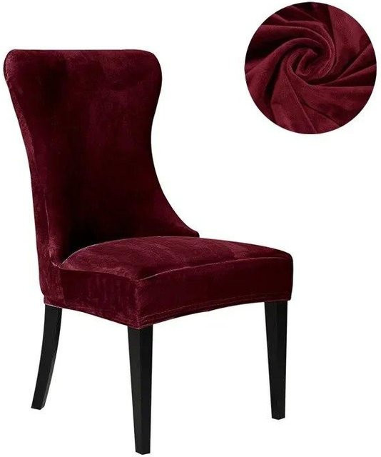 BC-Warm Home Esszimmer Stuhl Abdeckung aus weichem Samt in Lila, elastische Schutzhülle für armlose Stühle mit hoher Rückenlehne - Bild 1