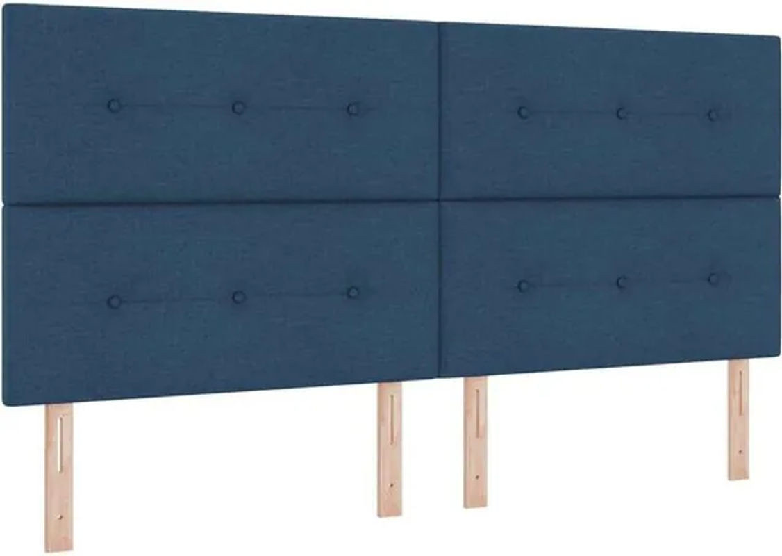 vidaXL Boxspringbett mit Matratze und Kopfteil in Blau aus Stoff, B/T: 200 x 200 cm - Bild 1
