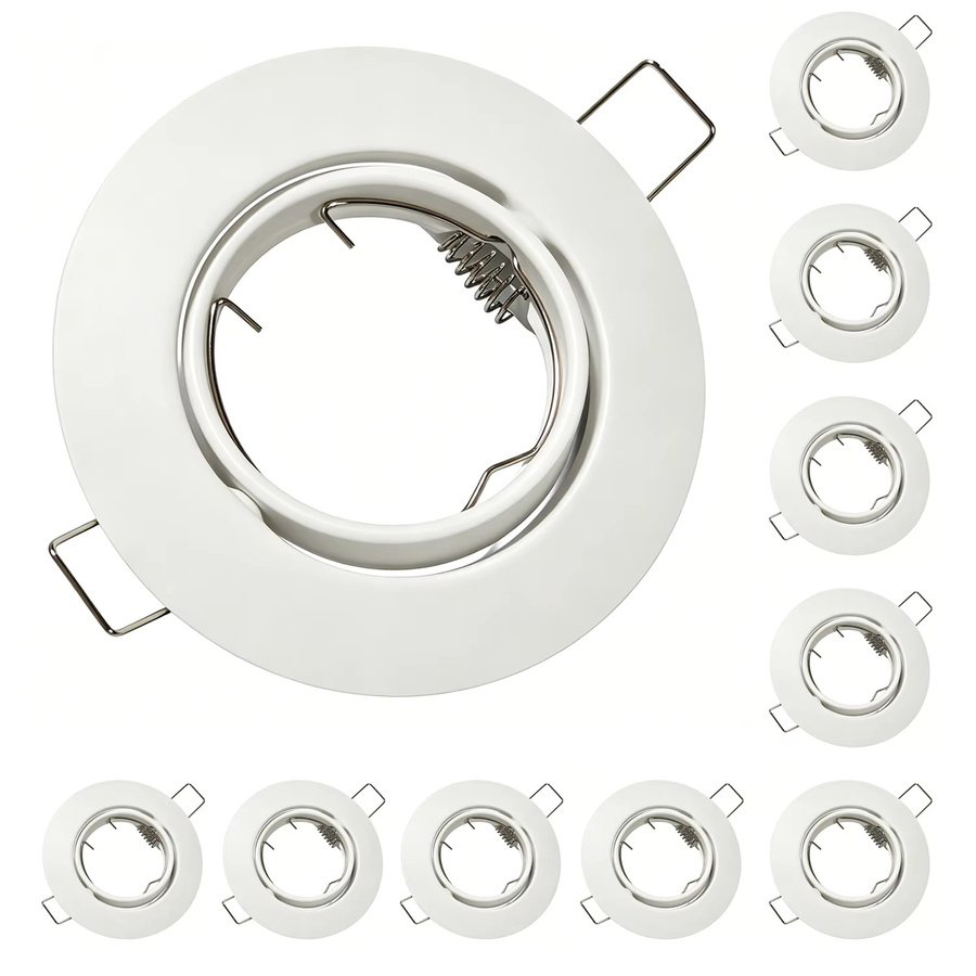 JOYINLED Moderne GU10 Downlights für die Decke, runder Einbauleuchten-Rahmen aus Metall in Weiß, passend für LED-Strahler - Bild 2