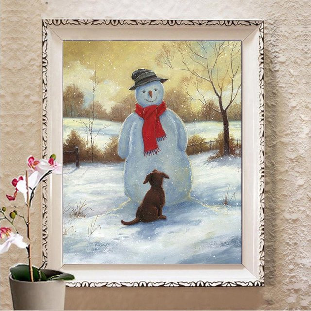 5D Diamantmalerei Kreuzstich-Set von FIYO mit Weihnachts-Illustration in Multicolour, Vollbohrung Mosaikkunst mit Strassdekor, Breite: 20 cm, Höhe: 30 cm - Bild 1