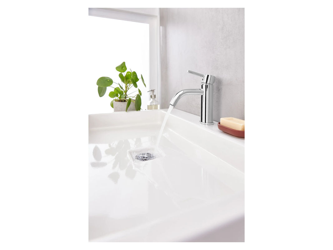 LIVARNO HOME Waschtischarmatur Wasserhahn in Chrom mit Einhebelmischer und Pop-up-Abfluss - Bild 2