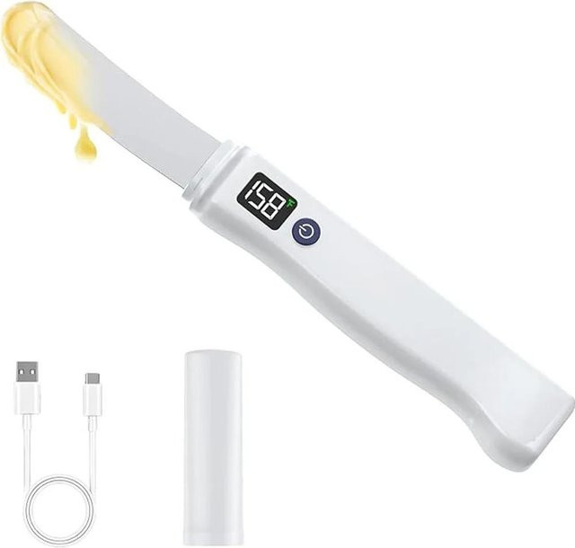 Meiteai-Home Elektrisches beheiztes Buttermesser aus Edelstahl in Weiß, Wiederaufladbarer Butterspatel und Käseaufstricher für die Küche - Bild 1