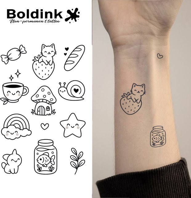 Boldink Kätzchen Tattoo-Aufkleber, wasserfest - Bild 1