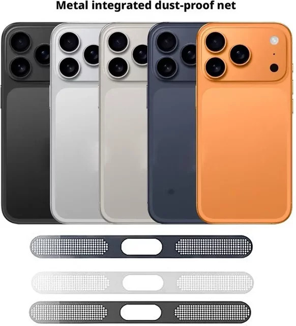 2er-Set Metall Staubschutz-Netz Aufkleber für Apple iPhone 17 Air 17 Pro Max 16 15 14 13 Pro Max in Silber für Hörer und Lautsprecher in einfacher Installation - Bild 1