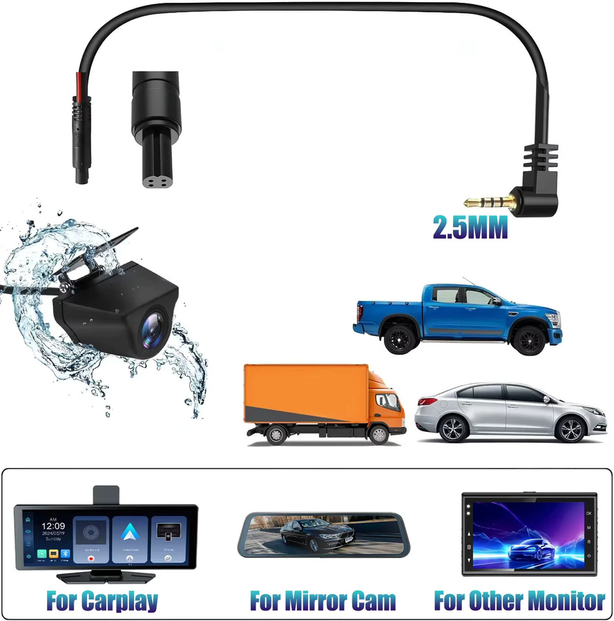 DUTRIEUX Full HD Rückfahrkamera mit Nachtsicht, IP68 wasserdicht, Schwarz - Bild 2