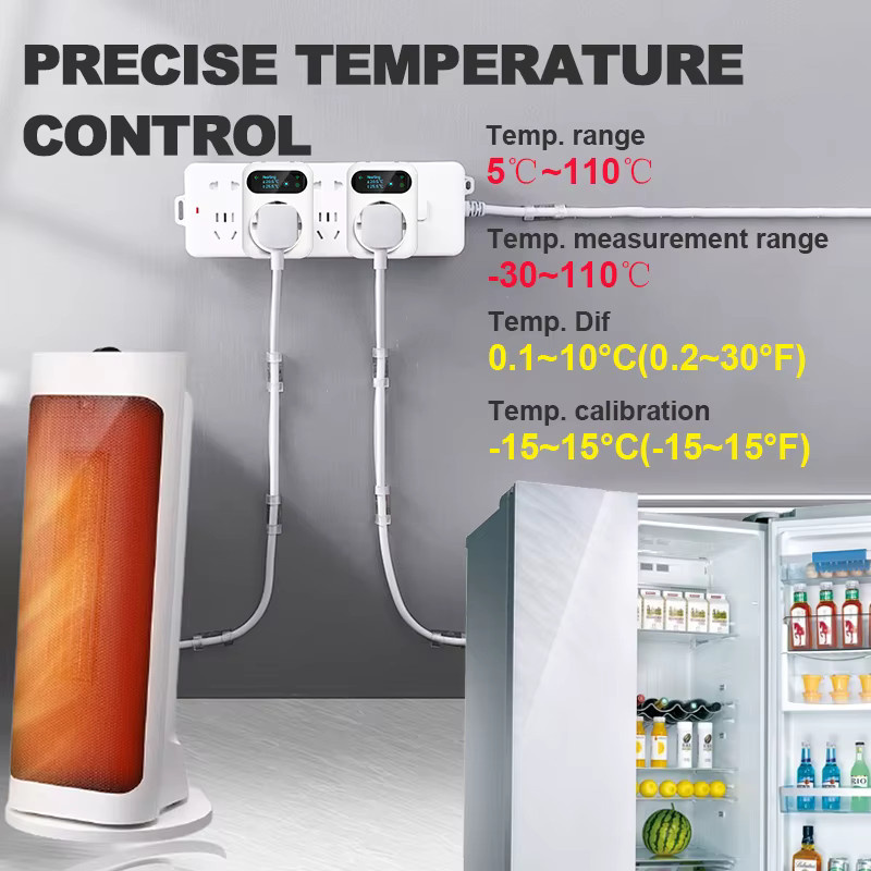 EZAIOT Tuya WIFI Digital Thermostat Steckdose mit 3M NTC Sensor, 16A Temperatur Controller und Timer, Farbe: Weiß - Bild 2