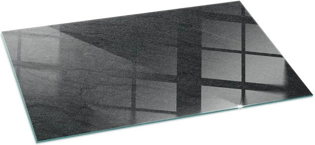 Tulup Glasplatte für Kaminöfen mit Steinoberflächenstruktur, Schwarz, B: 140 cm, T: 70 cm - Bild 1