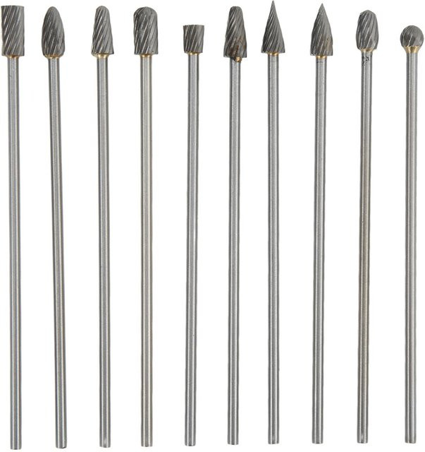 KaiSai Hartmetall-Rotationsfräser-Set 10 Stück, Farbe Silber, Schaftdurchmesser 3 mm, Multifunktions-Schleiffräser für Luftfahrt, Automobile und Schiffe - Bild 1
