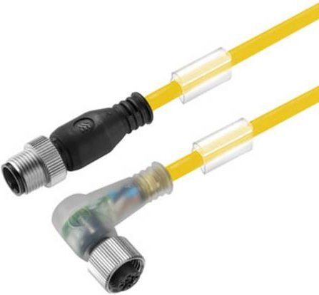 Weidmüller Sensor-Aktor-Steckverbinder M12 konfektioniert, Stecker gerade und Buchse gewinkelt, gelb, 3,00 m - Bild 1