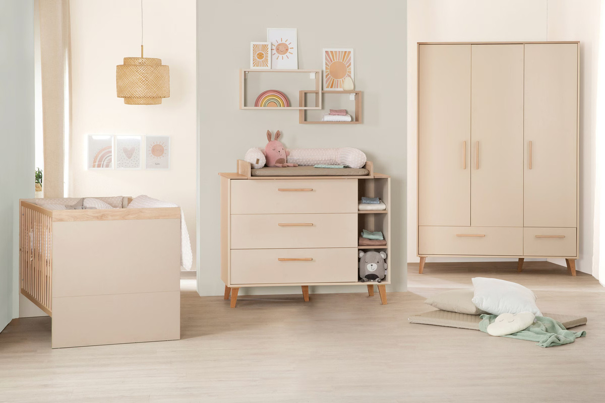 Roba Wickelkommode Jil breit in Beige-Braun mit Wickelansatz im skandinavischen Design - Bild 1
