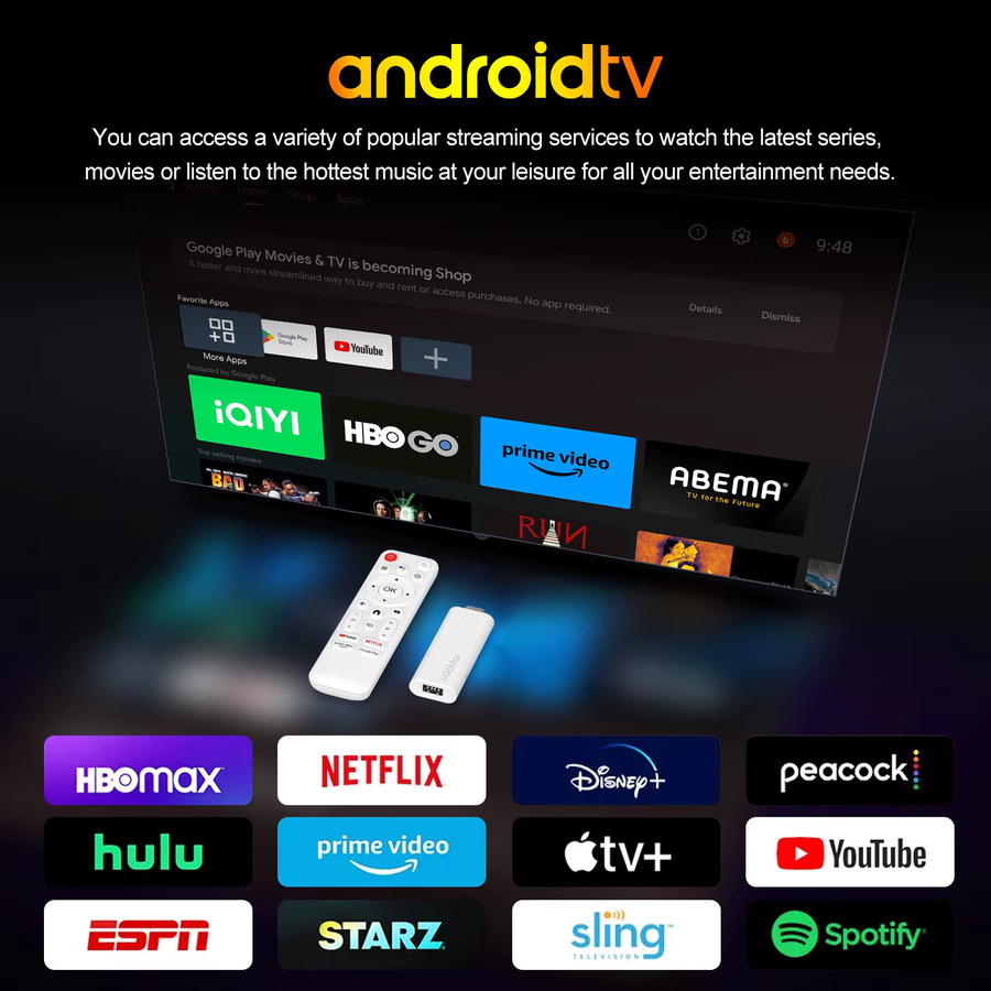 MicroData H96Max H313 TV-Stick 4K mit Android TV 14, Quad-Core ARM Cortex A53 und WiFi 6, Tragbarer Streaming-Media-Player in Weiß - Bild 3