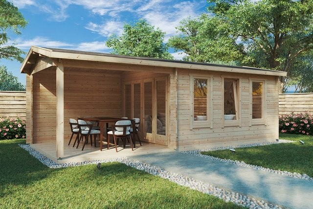 Gartenhaus Eva E aus Holz mit Terrasse B/T: 7 x 3 m - Bild 1