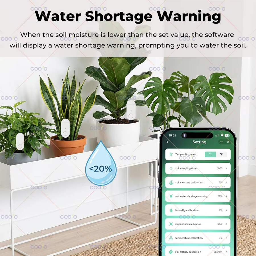 Tuya Zigbee 5-in-1 Boden- und Wassertester in Weiß für Pflanzen zur Messung von Bodenfeuchtigkeit, Temperatur, Luftfeuchtigkeit, Fruchtbarkeit und Beleuchtungsstärke - Bild 5