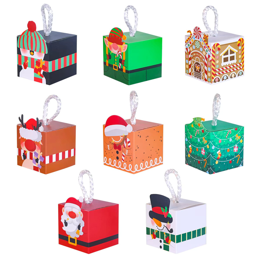 10er Set joy-enlife Weihnachts Geschenkkartons mit Santa Claus und Weihnachtsbaum Motiv in Multicolor zur Verpackung von Süßigkeiten und Cookies - Bild 4