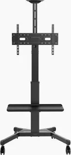 Vision Bodenständerwagen aus Stahl in Schwarz mit Höhenverstellung per Kurbel und Laptop-Regal für Displays von 55 bis 100 Zoll - Bild 1