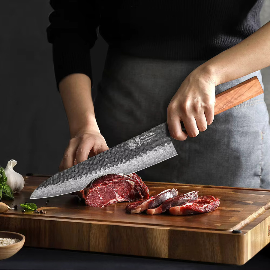 F.YOUNG Japanisches Sashimi-Messer aus 67-lagigem Damaszener Stahl, 20,8 cm, Silber - Bild 4