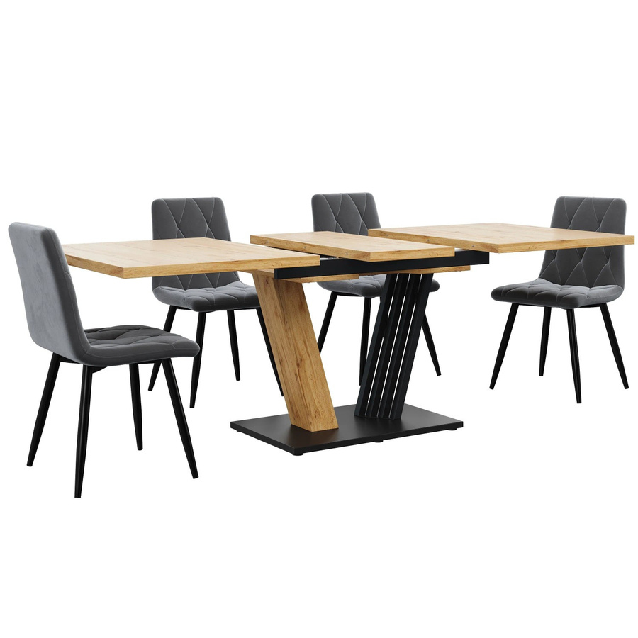 okwish Ausziehtisch in Holzoptik mit Marmormuster, braun, B/T/H: 120 x 80 x 76 cm - Bild 2