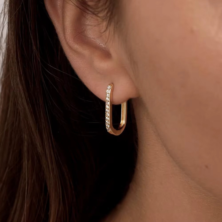 Yuedane Huggie Hoop Ohrringe, Edelstahl, Zirkonia, Damen - Bild 2
