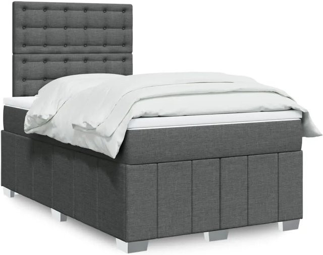 vidaXL Boxspringbett mit Matratze Dunkelgrau B/T/H: 120 x 190 x 140,5 cm mit USB-Anschluss und Unterbettbeleuchtung - Bild 1