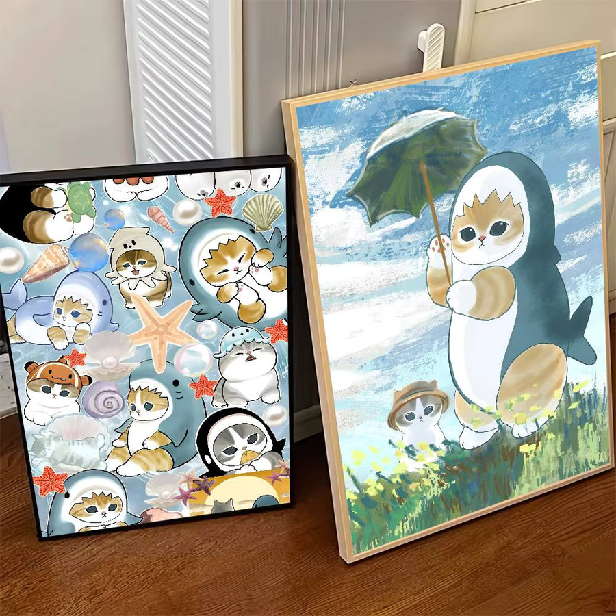 Kayou Mofusand Poster selbstklebender Kunst-Aufkleber aus wasserfestem Papier, Mehrfarbig, B: 20,0 cm, H: 15,0 cm - Bild 3