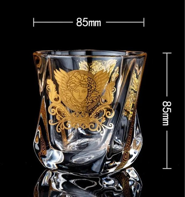 Yiran Furniture Whiskyglas aus Kristallglas mit goldenem Kopf in Braun und Transparent - Bild 1
