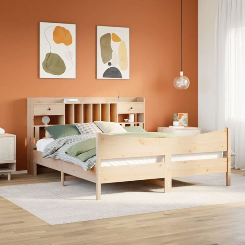 Massivholzbett Vidaxl aus Kiefernholz in Braun, Skandinavisch, B/T/H: 180 x 200 x 110 cm - Bild 1